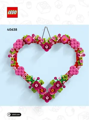 Lego 40638 Heart Ornament, Valentine Pink Flower Brand New  NEW!  Floral Heart Set with Pink and Green display picture 1