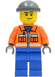 抽象的な人物画 オレンジの帽子 LEGO City Construction Worker Orange Zipper, Safety Stripes