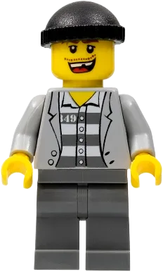LEGO City Jail Prisoner Jacket over Prison Stripes Dark