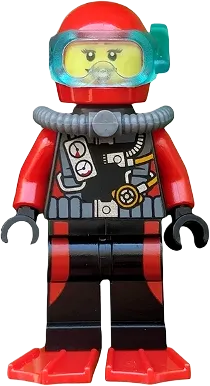 LEGO City Scuba Diver Female Red Flippers Minifig cty0559