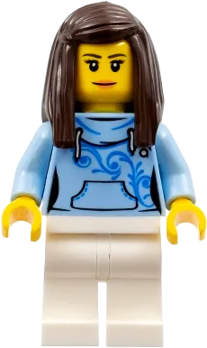LEGO City Pizza Van Customer Female Bright Light Blue Hoodie