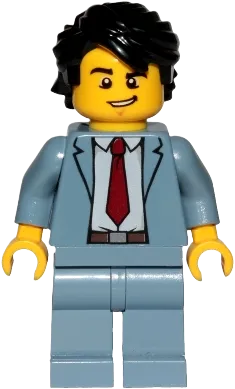 LEGO City Reporter Sand Blue Suit Dark Red Tie