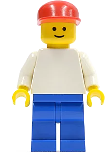 LEGO Education Plain White Torso White Arms, Blue Legs, Red Cap
