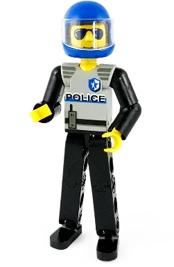 LEGO Technic Figure Black Legs Light Gray Top with Police Pattern